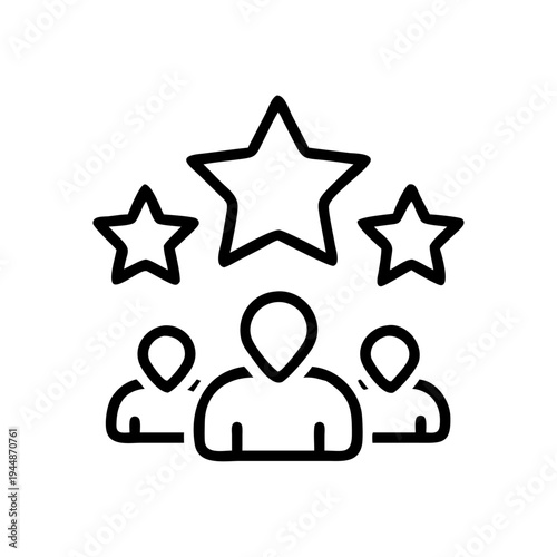 Set of 3 people icons with 3 star ratings vector