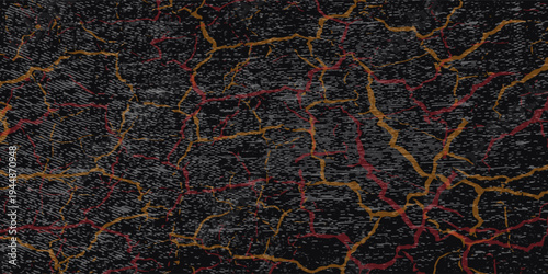 Gritty, abstract, a heavily distressed metal surface, dark, scratched background interspersed with vibrant, rusty orange and reddish-brown patches, corrosion and wear. Rough, industrial, and grunge-fi