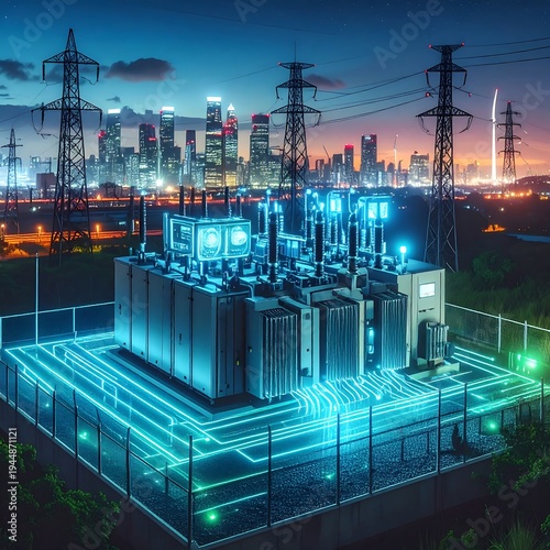 Futuristic Power Grid - Energy Infrastructure for a Smart City.