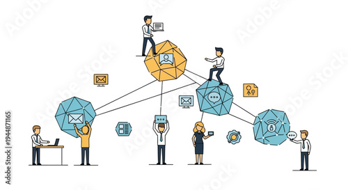 Set of business people working with gears and cogs vector illustration