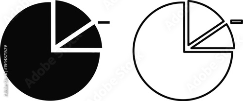 Pie chart diagrams for data analysis and statistics isolated on transparent background, Vector