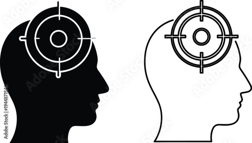 Targeted mind control concept illustration isolated on transparent background, Vector