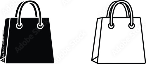Shopping bag icon set isolated on transparent background, Vector