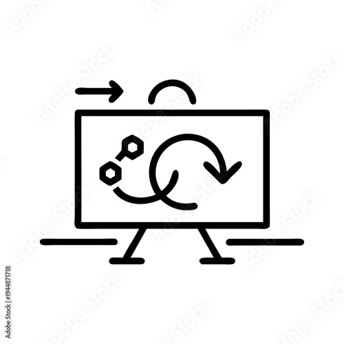 Vector icon of a computer monitor with refresh and loading symbols