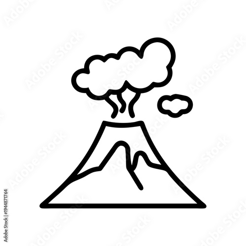 Vector volcano icon with smoke and ash cloud
