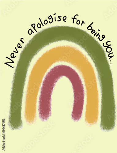 Hand-drawn Rainbow with Self-Acceptance Quote