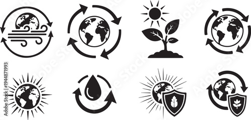Eco Friendly Icons for Sustainable Living and Green Earth