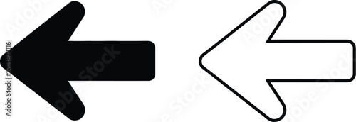 Black and white arrows pointing left and right isolated on transparent background, Vector