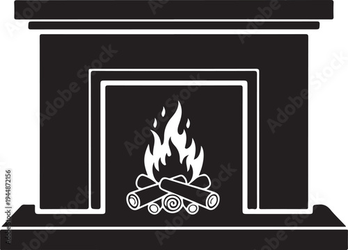 Clean and Modern Fireplace with Wood Logs for Winter Time