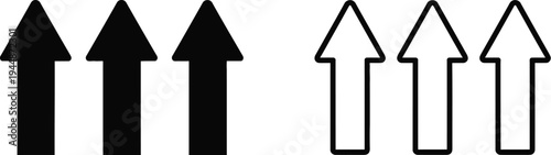 Up arrows icons isolated on transparent background, Vector