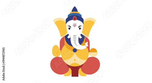Vector illustration of Lord Ganesha, a symbolic character in Hindu mythology and religion, depicted in a colorful design, representing tradition and celebration on a global event day.
