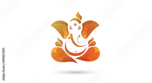 A colorful vector illustration of Lord Ganesha, a symbolic character in Hindu mythology and religion, used as a design element or icon for a global celebration or event, set against a