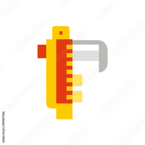 Minimal Caliper Silhouette Vector, Precision Caliper Measurement Icon, Vernier Caliper Minimal Tool Illustration, Engineering Measuring Caliper Silhouette Design, Simple Caliper Measurement Tool Graph