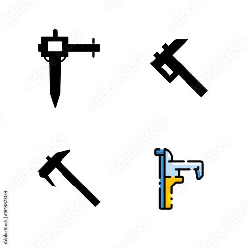 Minimal Caliper Silhouette Bundle Set, Precision Caliper Tool Minimal Vector Collection, Measuring Caliper Silhouette Icons Bundle, Engineering Caliper Minimal Black Silhouette Pack, Vernier Caliper T