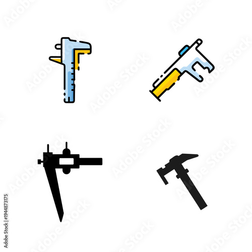 Minimal Caliper Silhouette Bundle Set, Precision Caliper Tool Minimal Vector Collection, Measuring Caliper Silhouette Icons Bundle, Engineering Caliper Minimal Black Silhouette Pack, Vernier Caliper T