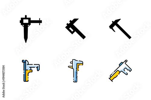 Minimal Caliper Silhouette Bundle Set, Precision Caliper Tool Minimal Vector Collection, Measuring Caliper Silhouette Icons Bundle, Engineering Caliper Minimal Black Silhouette Pack, Vernier Caliper T