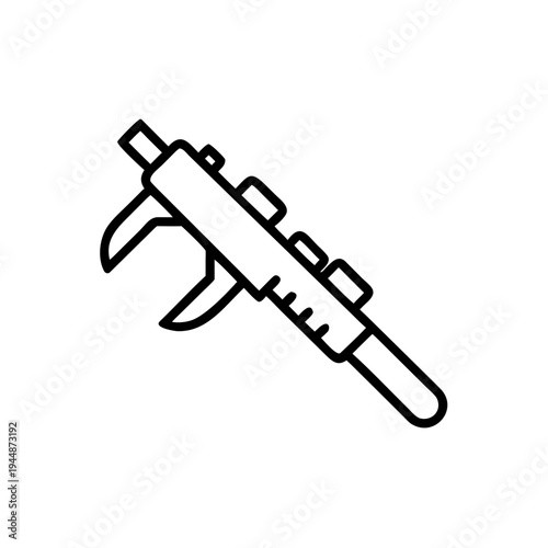 Minimal Caliper Silhouette Vector Illustration, Clean Caliper Measuring Tool Minimal Icon Design, Precision Caliper Silhouette Engineering Measurement Tool, Minimal Vernier Caliper Outline Technical