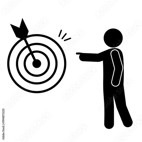 目標達成・ターゲット成功のビジネスピクトグラム