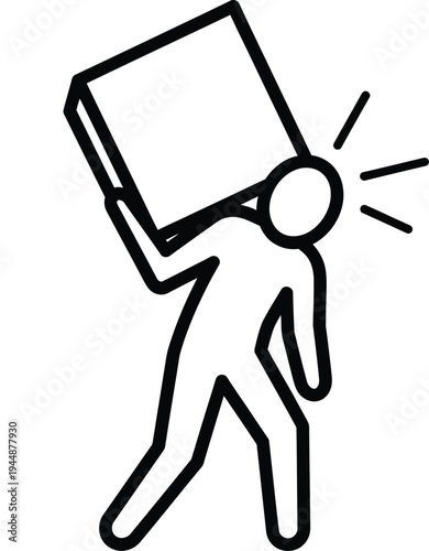 A person struggling to carry a heavy box