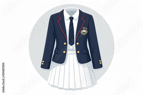 Clean Minimalist Illustration of a Modern Private School Uniform for Girls