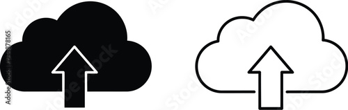 Cloud upload icons isolated on transparent background, Vector