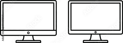 Two computer monitors side by side isolated on transparent background, Vector