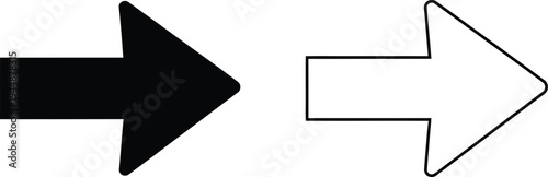 Black and white arrows pointing right isolated on transparent background, Vector