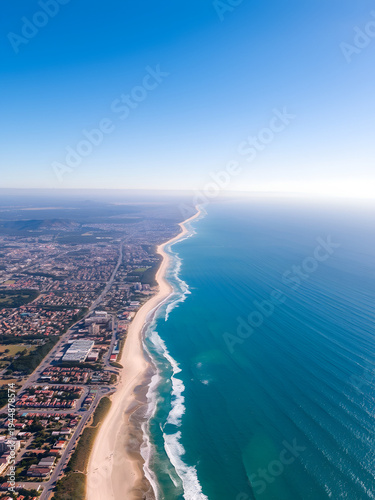 Aerial View of Del Mar Coastline and Beach in California. Beautiful Coastal Cityscape with Blue Ocean Waters