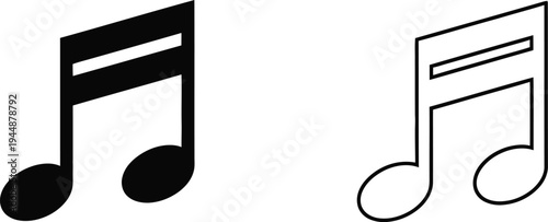 Music notes symbols isolated on transparent background, Vector