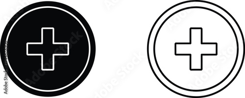 Plus sign icons isolated on transparent background, Vector