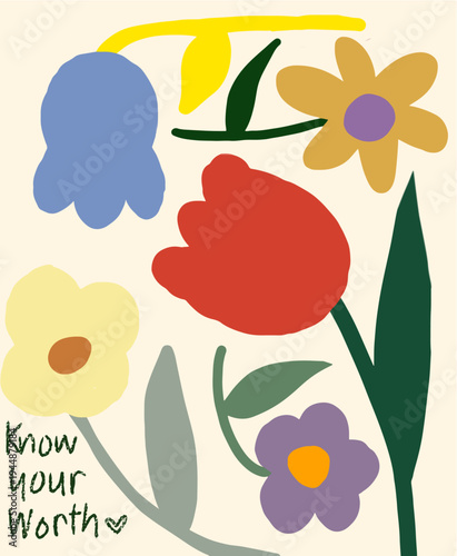 Know Your Worth Motivational Floral Illustration