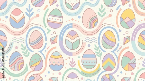 Cute pastel pattern with easter eggs
