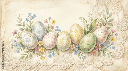 Beige easter background, nostalgic spring aesthetic