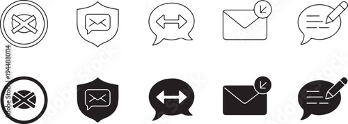 message icon pack speech bubble envelope composition security