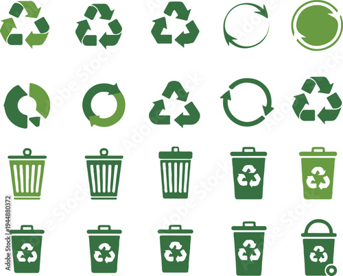 recycling symbols collection arrows circular and triangle icons