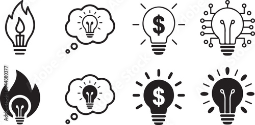 idea bulb symbol set technology circuit digital innovation vector