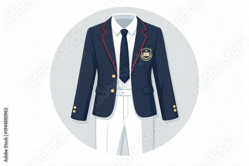Clean Minimalist Illustration of a Modern Private School Uniform for Boys