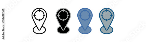 
geolocation icon set multiple style collection with target location design
