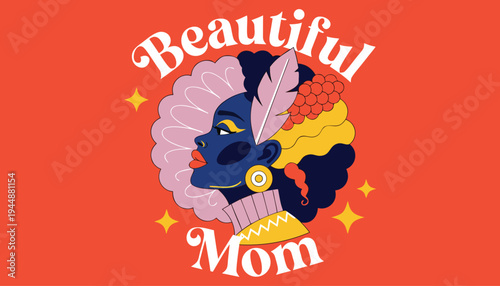 Beautiful Mom Portrait Illustration Poster Vector Illustration