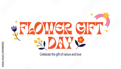 Floral Gift Theme Greeting Poster Vector Illustration