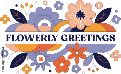 Floral Pastel Background Greeting Poster Vector Illustration