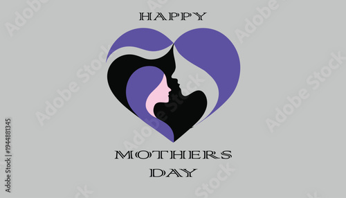 Mother And Child Heart Illustration Poster Vector Illustration