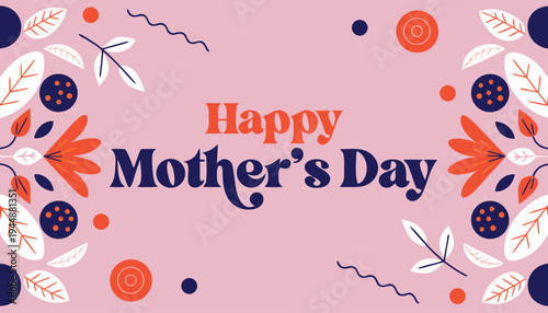 Mom Love Heart Themed Poster Design Vector Illustration