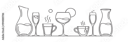 Lineal Drinkware and Beverage Icons Collection