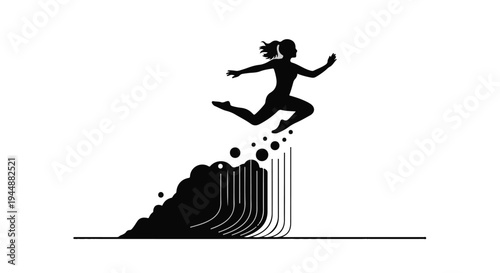 woman jumping over obstacle, success concept, motivation
