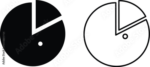 Pie chart comparison black and white isolated on transparent background, Vector