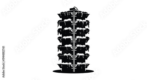 Black flower pot rack with multiple levels for indoor plants