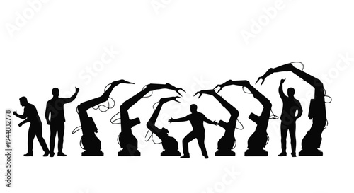 black silhouette people dancing throwing confetti party