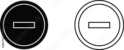 Minus sign icons isolated on transparent background, Vector