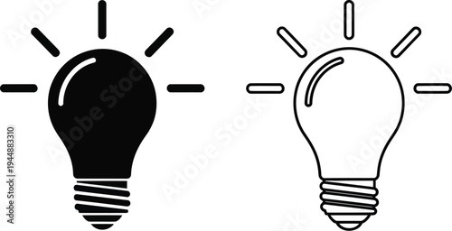 Light bulb ideas concept isolated on transparent background, Vector